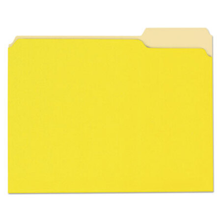 Universal® Deluxe Colored Top Tab File Folders, 1/3-Cut Tabs, Letter Size, Yellowith Light Yellow, 100/Box