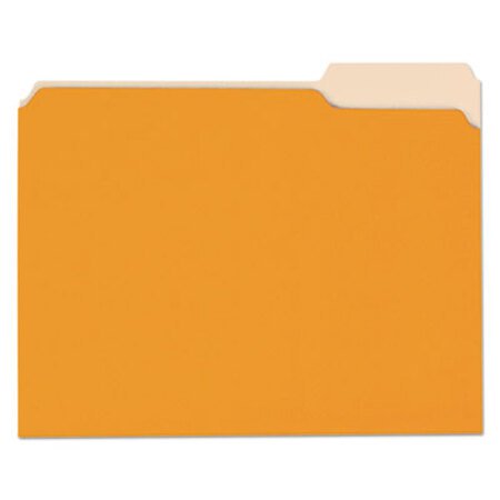 Universal® Deluxe Colored Top Tab File Folders, 1/3-Cut Tabs, Letter Size, Orange/Light Orange, 100/Box