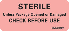 Precision Dynamics Pre-Printed Label MedVision® Advisory Label Red Sterile Unless Package Opened Or Damaged Check Before Use Black Alert Label 1 X 2-1/4 Inch - M-311765-3007 - Roll of 1