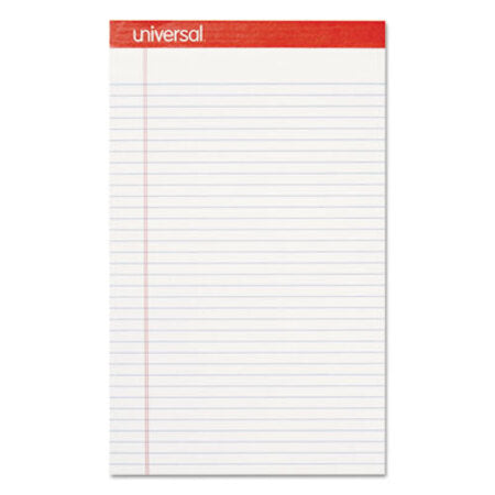 Universal® Perforated Ruled Writing Pads, Wide/Legal Rule, 8.5 x 14, White, 50 Sheets, Dozen