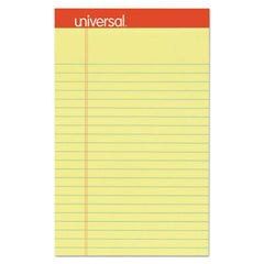 Universal® Perforated Ruled Writing Pads, Narrow Rule, 5 x 8, Canary, 50 Sheets, Dozen