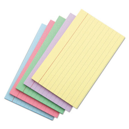 Universal® Index Cards, 3 x 5, Blue/Violet/Green/Cherry/Canary, 100/Pack