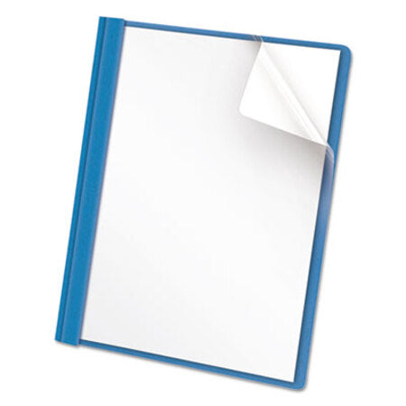 Universal® Clear Front Report Cover, Tang Fasteners, Letter Size, Light Blue, 25/Box