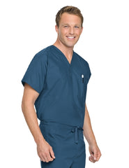 Landau Uniforms Scrub Shirt Large Navy Blue 2 Pockets Short Sleeve Unisex