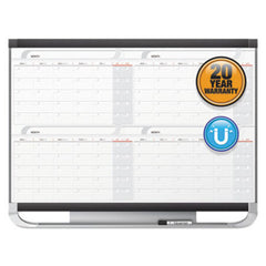 Quartet® Prestige 2 Magnetic Total Erase 4-Month Calendar, 48 x 36, Graphite Color Frame