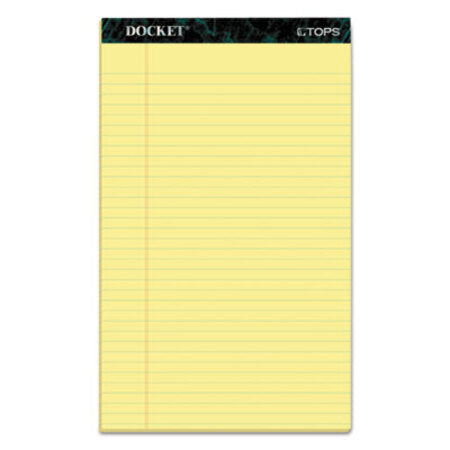 TOPS™ Docket Ruled Perforated Pads, Wide/Legal Rule, 8.5 x 14, Canary, 50 Sheets, 12/Pack