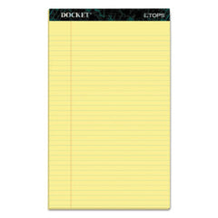 TOPS™ Docket Ruled Perforated Pads, Wide/Legal Rule, 8.5 x 14, Canary, 50 Sheets, 12/Pack