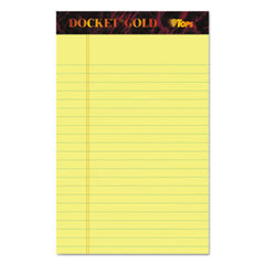 TOPS™ Docket Gold Ruled Perforated Pads, Narrow Rule, 5 x 8, Canary, 50 Sheets, 12/Pack