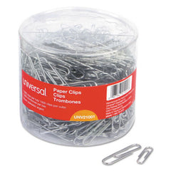 Universal® Plastic-Coated Paper Clips, Assorted Sizes, Silver, 1,000/Pack