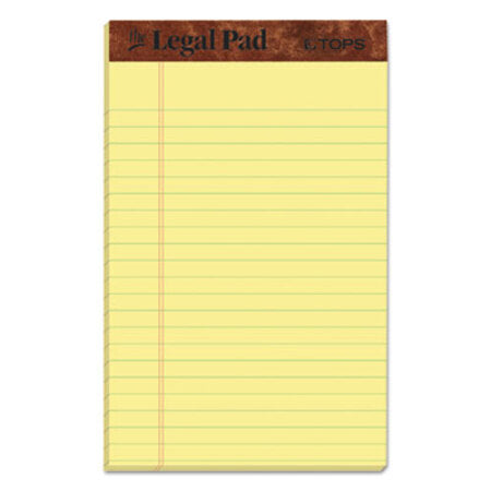 TOPS™ "The Legal Pad" Perforated Pads, Narrow Rule, 5 x 8, Canary, 50 Sheets, Dozen