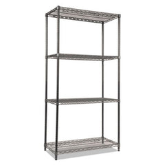 Alera® Wire Shelving Starter Kit, Four-Shelf, 36w x 18d x 72h, Black Anthracite