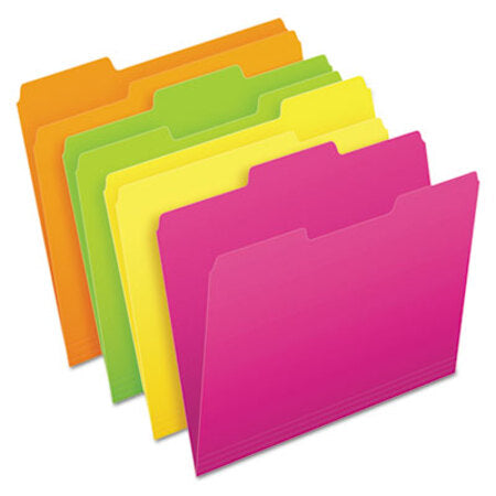 Pendaflex® Glow File Folders, 1/3-Cut Tabs, Letter Size, Assorted, 24/Pack