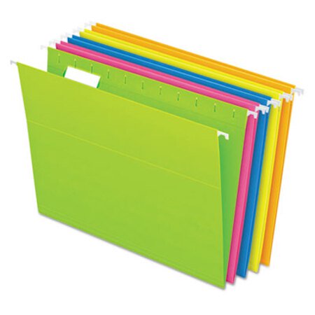 Pendaflex® Glow Hanging File Folders, Letter Size, 1/5-Cut Tab, Assorted, 25/Box