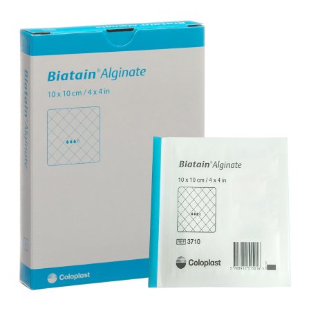 Coloplast Alginate Dressing Biatain® 4 X 4 Inch Square Calcium Alginate / CMC (carboxymethylcellulose) Sterile