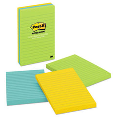 Post-it® Notes Original Pads in Jaipur Colors, Lined, 4 x 6, 100-Sheet, 3/Pack