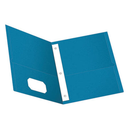 Oxford™ Twin-Pocket Folders with 3 Fasteners, Letter, 1/2" Capacity, Light Blue, 25/Box