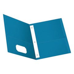 Oxford™ Twin-Pocket Folders with 3 Fasteners, Letter, 1/2" Capacity, Light Blue, 25/Box