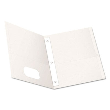 Oxford™ Twin-Pocket Folders with 3 Fasteners, Letter, 1/2" Capacity, White, 25/Box