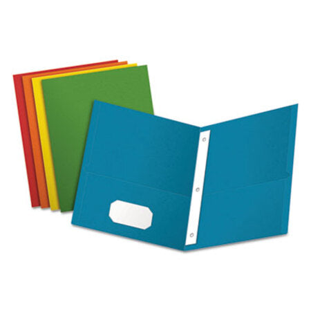 Oxford™ Twin-Pocket Folders with 3 Fasteners, Letter, 1/2" Capacity, Assorted, 25/Box