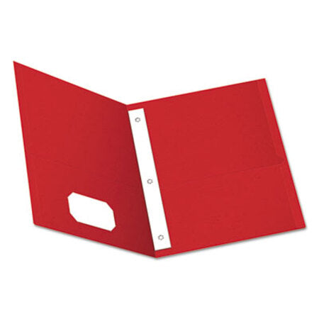 Oxford™ Twin-Pocket Folders with 3 Fasteners, Letter, 1/2" Capacity, Red, 25/Box