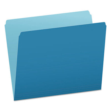 Pendaflex® Colored File Folders, Straight Tab, Letter Size, Blue/Light Blue, 100/Box