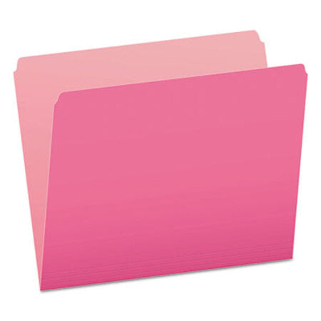 Pendaflex® Colored File Folders, Straight Tab, Letter Size, Pink/Light Pink, 100/Box