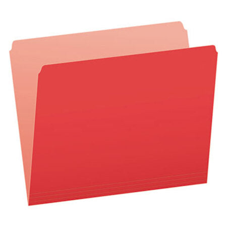 Pendaflex® Colored File Folders, Straight Tab, Letter Size, Red/Light Red, 100/Box