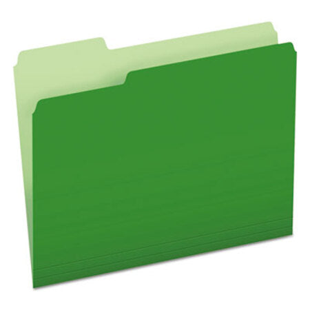 Pendaflex® Colored File Folders, 1/3-Cut Tabs, Letter Size, Green/Light Green, 100/Box