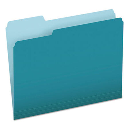 Pendaflex® Colored File Folders, 1/3-Cut Tabs, Letter Size, Teal/Light Teal, 100/Box