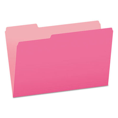 Pendaflex® Colored File Folders, 1/3-Cut Tabs, Legal Size, Pink/Light Pink, 100/Box