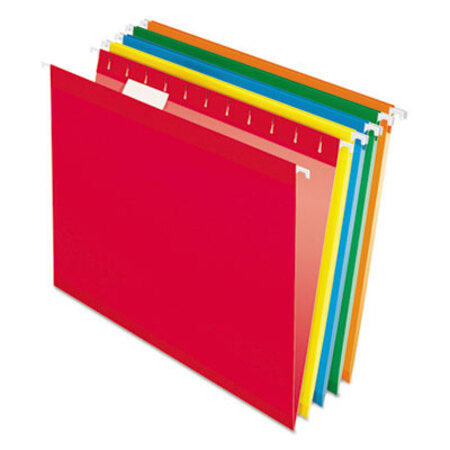 Pendaflex® Colored Reinforced Hanging Folders, Letter Size, 1/5-Cut Tab, Assorted, 25/Box