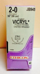 Suture with Needle Coated Vicryl Absorbable Coated Undyed Suture Braided Polyglactin 910 Size 2 - 0 36 Inch Suture 1-Needle 36.4 mm Length 1/2 Circle Blunt Point Needle