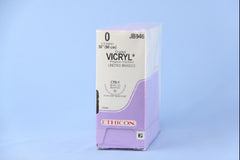 Suture with Needle Coated Vicryl Absorbable Coated Undyed Suture Braided Polyglactin 910 Size 0 36 Inch Suture 1-Needle 36.4 mm Length 1/2 Circle Blunt Point Needle