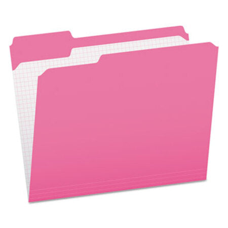 Pendaflex® Double-Ply Reinforced Top Tab Colored File Folders, 1/3-Cut Tabs, Letter Size, Pink, 100/Box