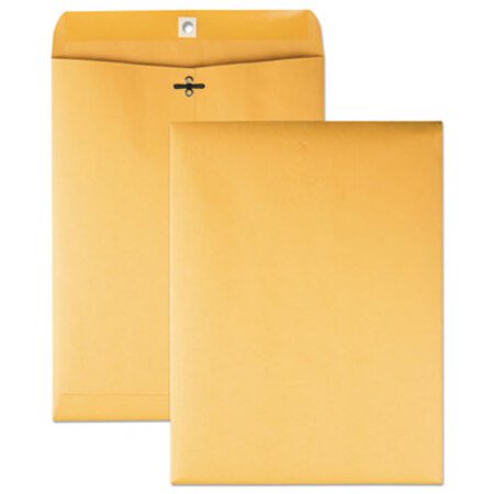 Quality Park™ Clasp Envelope, #10 1/2, Sq Flap, Clasp/Gummed Closure, 9 x 12, Brown Kraft, 100/Box