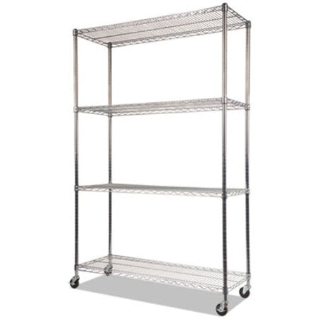 Alera® NSF Certified 4-Shelf Wire Shelving Kit with Casters, 48w x 18d x 72h, Silver