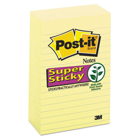 Post-it® Notes Super Sticky Canary Yellow Note Pads, Lined, 4 x 6, 90-Sheet, 5/Pack