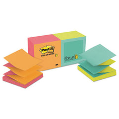 Post-it® Pop-up Notes Original Pop-up Refill, Alternating Cape Town Colors, 3 x 3, 100-Sheet, 12/Pack