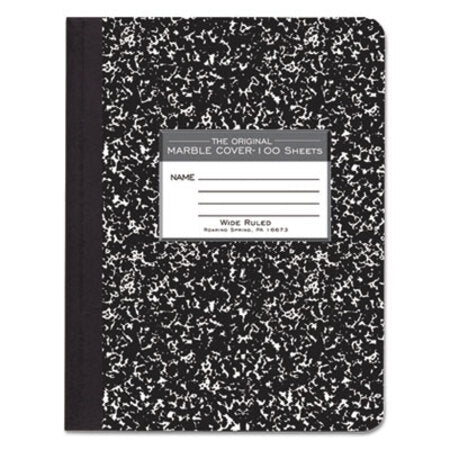 Roaring Spring® Marble Cover Composition Book, Wide/Legal Rule, Black Cover, 9.75 x 7.5, 100 Sheets