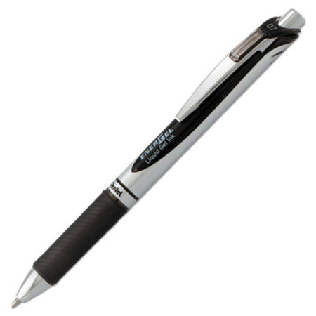 Pentel® EnerGel RTX Retractable Gel Pen, Medium 0.7 mm, Black Ink, Black/Gray Barrel
