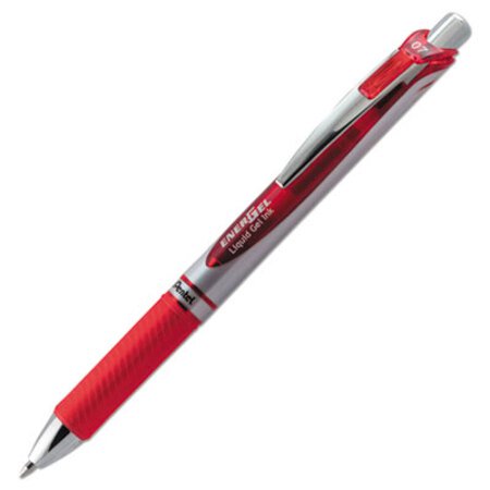 Pentel® EnerGel RTX Retractable Gel Pen, Medium 0.7 mm, Red Ink, Red/Gray Barrel
