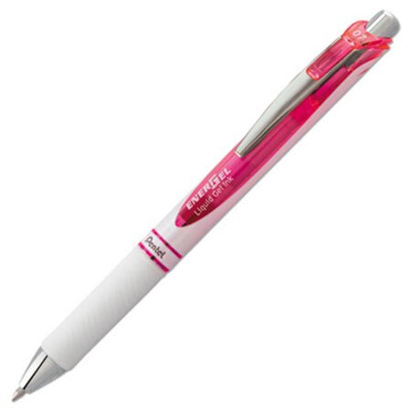 Pentel® EnerGel RTX Retractable Gel Pen, 0.7 mm, Pink Ink, White/Pink Barrel