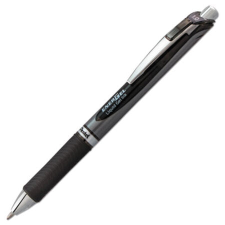 Pentel® EnerGel RTX Retractable Gel Pen, Bold 1 mm, Black Ink, Black/Gray Barrel