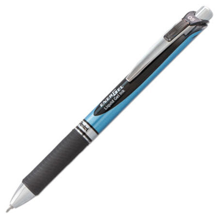 Pentel® EnerGel RTX Retractable Gel Pen, Fine 0.5 mm, Black Ink, Silver/Black Barrel