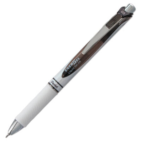 Pentel® EnerGel RTX Retractable Gel Pen, 0.5 mm, Black Ink, White/Black Barrel
