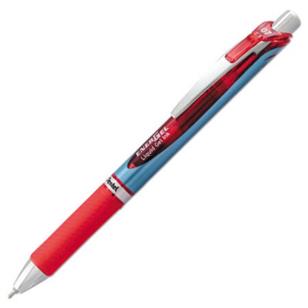 Pentel® EnerGel RTX Retractable Gel Pen, Medium 0.7 mm, Red Ink, Red/Gray Barrel