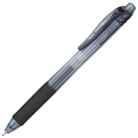 Pentel® EnerGel-X Retractable Gel Pen, 0.5 mm Needle Tip, Black Ink/Barrel, Dozen