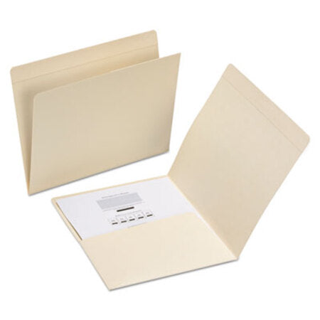 Smead® Top Tab File Folders with Inside Pocket, Straight Tab, Letter Size, Manila, 50/Box