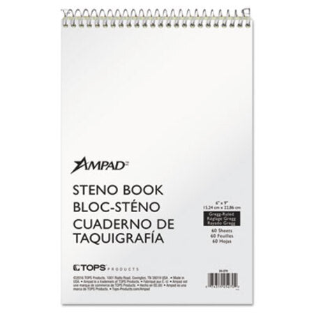Ampad® Steno Books, Gregg Rule, Tan Cover, 6 x 9, 60 Green Tint Sheets