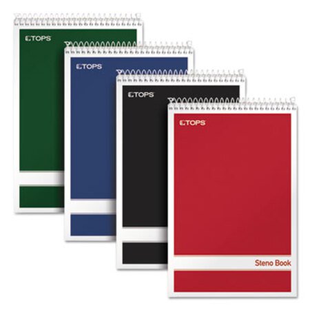 TOPS™ Steno Book, Gregg Rule, Assorted Covers, 6 x 9, 80 White Sheets, 4/Pack